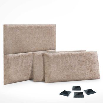 Dhome Juego De 4 Paneles Tapizados De Lana Ecológica Pack Autoadhesivos Para Pared Acústicos Absorbentes Protección (marrón Claro, 60x50cm, X4)