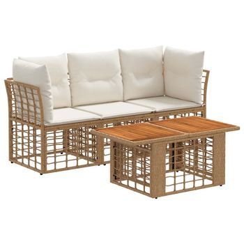 Conjunto De Sofás De Jardín 4 Uds. Natural Y Crema Vidaxl