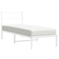 cama individual  cama para adulto  estructura cama sin colchon con cabecero metal blanco 75x190 cm