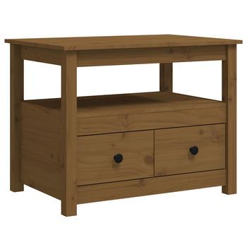 Mesa De Café - Mesa De Centro De Madera Maciza De Pino Marrón Miel 71x49x55 Cm