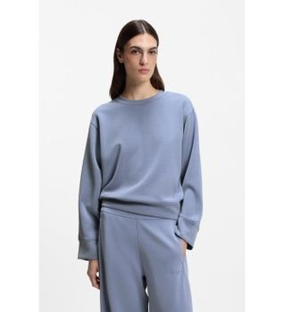 BOSS para mujer. 50553478 Sudadera relaxed fit con logo bordado azul (XS), Homewear, Algodón, Manga larga