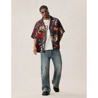 evisu camisa manga corta 2eshtm6ss1032 ht leopard aop ss shirt-blka allover black para hombre