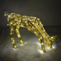 reno luminoso dorado cierva - 61cm 120 led blanco hielo