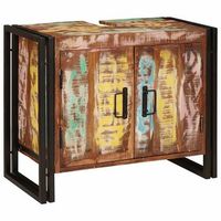 armario de lavabo  mueble de lavabo con puerta multicolor madera solida recuperada