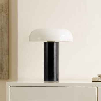 Lámpara de mesa en metal/cristal, negro