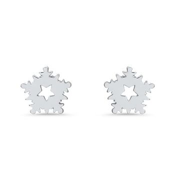 Pendientes copos de nieve para mujer de plata 925