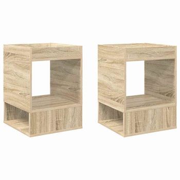 2 Piezas Mesa Auxiliar | Mesa De Apoyo Roble Sonoma 40 X 40 X 56 Cm