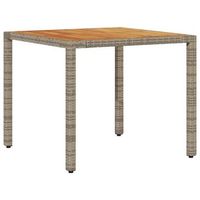 mesa de jardin  mesa de exterior superficie madera acacia ratan gris 90x90x75 cm