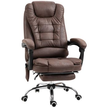 Vinsetto Silla de oficina ejecutiva con masaje y calefacción altura ajustable respaldo reclinable tela de microfibra Marrón   Aosom España