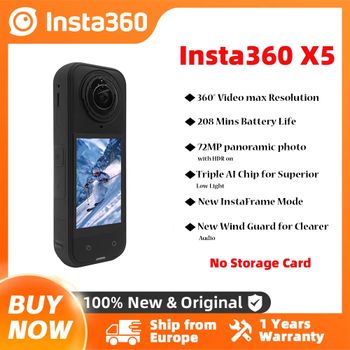 Cámara de Acción Insta360 X5, Nueva Versión, 8K 30Fps, Lentes Intercambiables, Triple Chip de IA, Rendimiento en Condiciones de Baja Luminosidad, 185 Minutos de Duración de Batería, Insta 360 X5