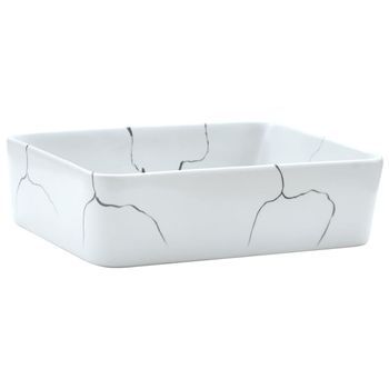 Lavabo Sobre Encimera Rectangular Cerámica Blanco 46x35,5x13 Cm Vidaxl