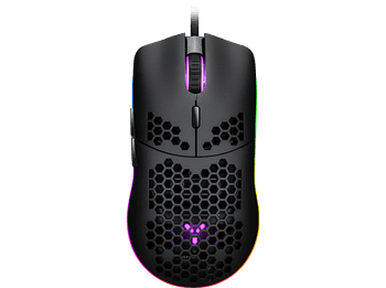 Ratón gaming - ISY IGM 4000 Ultralight RGB, Por cable, 7200 ppp, Scroll, Diseño de panal, Negro