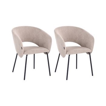 Conjunto De 2 Sillas De Comedor Tapizadas Sin Reposabrazos Diseño Retro Base De Metal Gris Pardo Blakely