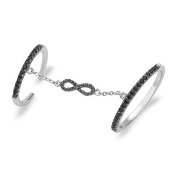 Anillo de plata con cadena infinity sign