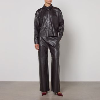 MAX&Co. Glossy Jersey Faux Leather Trousers - L