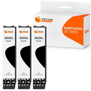 Pccom Essential Cartucho Tinta Compatible con Epson 502XL Negro Pack 3