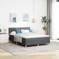 vidaxl cama tipo box spring con cojin gris oscuro 140 x 200 cm tela