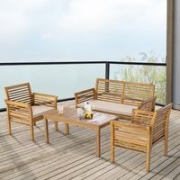 conjunto de muebles de jardin candela 4 piezas acacia - efecto maderabeige casapro