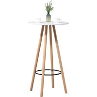 mesa alta redonda con reposapies altura 107 cm en mdf blanco diseno escandinavo tab10068