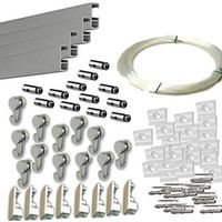 pack basic rm de 12 metros guias de aluminio plata mate con 12 colgadores nylon para colgar cuadros plata mate