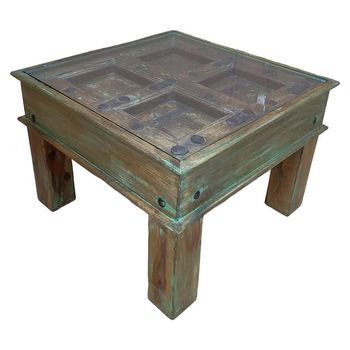 Mesa De Centro De Madera Artesanal 62x67x45h Cm