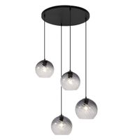 lampara colgante art deco negra cristal ahumado