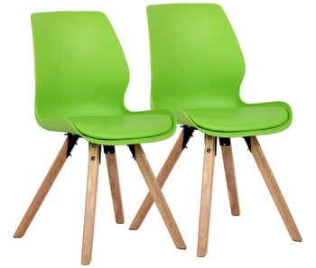 Set de 2 sillas de comedor luna con base de madera 49x58x87 cm