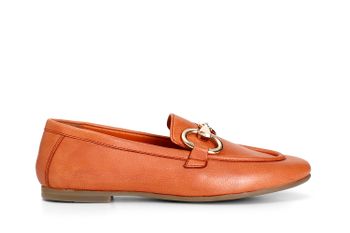 mocasines de piel para mujer con bocado de caballo. orange 40