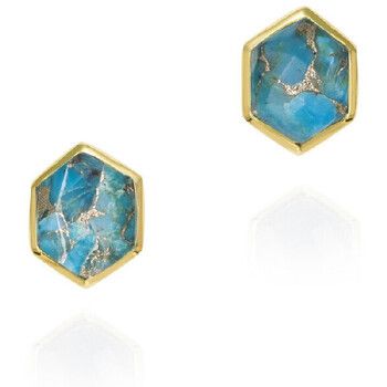 Jorge Revilla Pendientes Pendientes hexagonales de turquesa de plata con baño de oro 18k para mujer