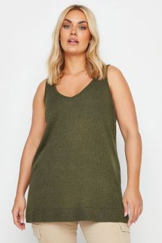 Yours Top Verde De Punto Sin Mangas, Mujer Curvy Y Tallas Grandes, Yours