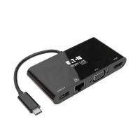 adaptador usb-c tripp lite u444-06n-hv4gub hdmi 4k vga usb-a y ethernet gigabit negro