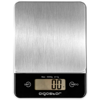 aigostar brooke - bascula de cocina digital de acero inoxidable balanza cocina de alta precision 5 kg 11 lbs peso cocina con pantalla lcd apagado automatico  facil de guardar y limpiar