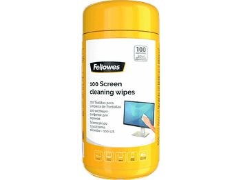 Limpiador de pantallas - Fellowes 9970330, Dispensador 100 toallitas limpiadoras pantalla