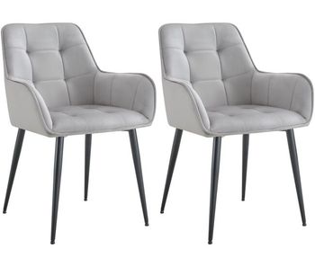 Lote de 2 sillas de comedor de terciopelo ferndale gris claro 62x58x86 cm