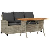 sofa jardin de 3 plazas con cojin y mesa gris claro vidaxl
