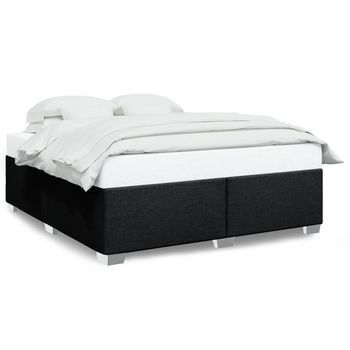 Cama De Matrimonio | Cama De Adulto | Cama Sin Colchón Tela Negro 180x200 Cm