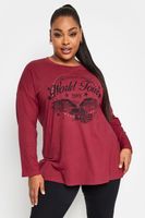 yours camiseta roja de manga larga world tour mujer curvy y tallas grandes yours
