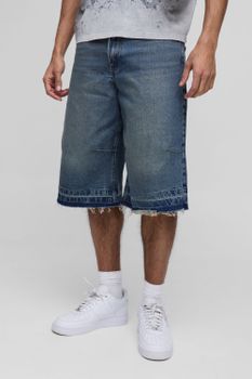 Pantalón Deportivo Largo Vaquero Vintage Con Lavado A La Piedra, Azul