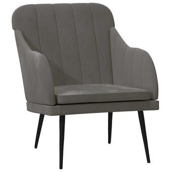 Sillón De Terciopelo Gris Oscuro 63x76x80 Cm