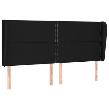 Cabecero Con Orejas De Tela Negro 163x23x118/128 Cm
