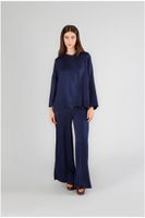blusa de raso con capucha navy