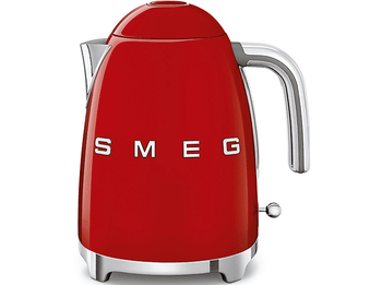 Hervidor de agua - Smeg KLF03RDEU, 1.7 l, Retro, 2400 W, Con cable, Acero inoxidable, Rotación 360º, Rojo