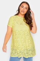 camiseta de calados amarilla mujer curvy y tallas grandes yours