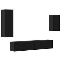 conjunto de mueble de tv 4 piezas roble negro 305 x 30 x 90 cm
