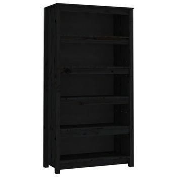 Estantería madera maciza de pino negro 80x35x154 cm