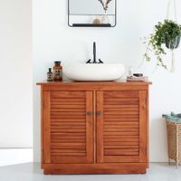mueble de lavabo doble de caoba maciza 97 cm