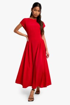 Vestido Midaxi Texturizado Con Falda Bombacha, Rojo
