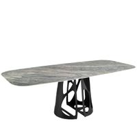 mesa comedor ovalada barril marmol porcelanico