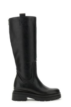 botas altas de piel recubierta black