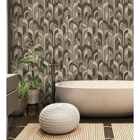 papel pintado vinilico de arcos art deco oscuro con textura en relieve - bissen arches 681668 de gaulan - rollo de 10 m x 106 m